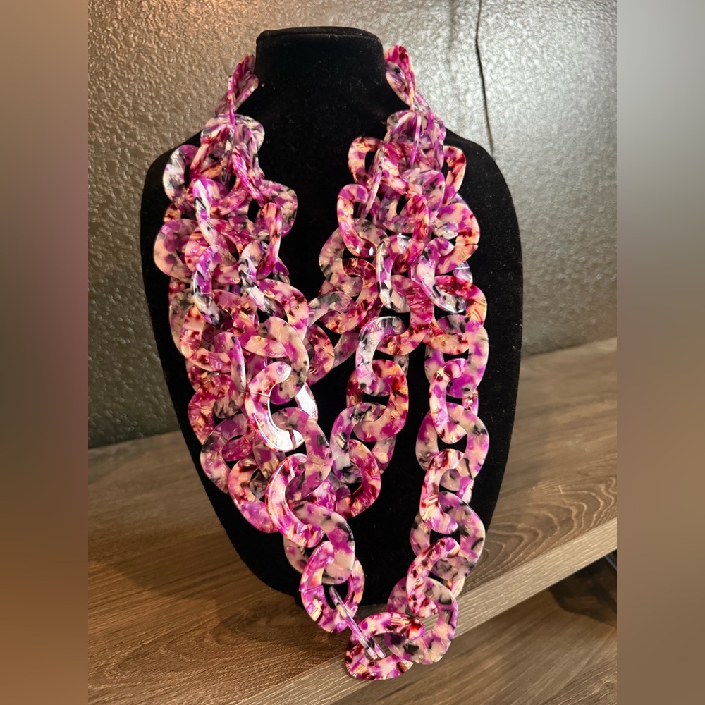Sassy Jones Vibrant Pink and Purple Necklace